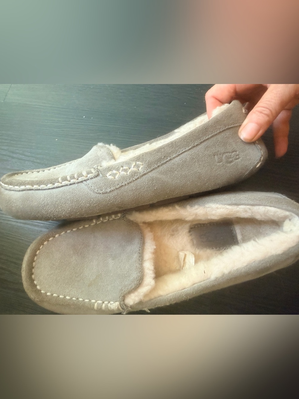 UGG Gray Moccasins Slippers Soft Sole Size US 7